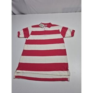 J.J. Cochran Polo Shirt Mens Medium Red White Striped Knit Made In USA NWT